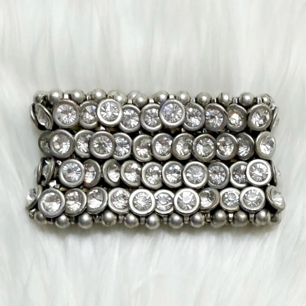 Silver Rhinestone Cuff Bracelet